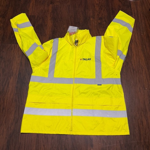 Portwest Neon Yellow & Gray Reflective stripes High Visibility Rain Jacket 3XL - Picture 14 of 17